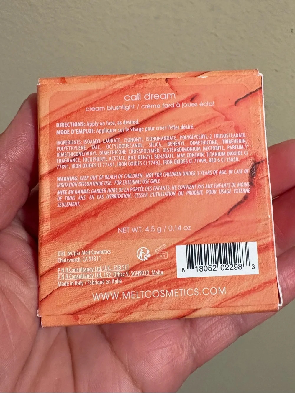 Melt Cosmetics—Cream Blushlight —cali dream Peachy Like New I Just Swatch.